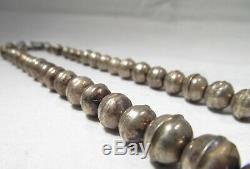 ESTATE Vintage 20 42 Gram Navajo Bench Beads Sterling Silver Necklace K1026