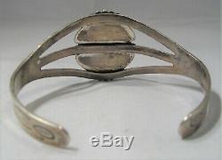 ESTATE Vintage Sterling Silver Fred Harvey Era Turquoise Cuff Bracelet K775