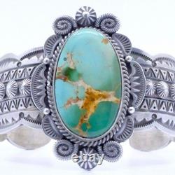 EXQUISITE Royston Turquoise Sterling Silver Navajo Cuff Bracelet, M&R Calladitto