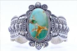 EXQUISITE Royston Turquoise Sterling Silver Navajo Cuff Bracelet, M&R Calladitto