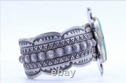 EXQUISITE Royston Turquoise Sterling Silver Navajo Cuff Bracelet, M&R Calladitto