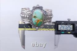 EXQUISITE Royston Turquoise Sterling Silver Navajo Cuff Bracelet, M&R Calladitto