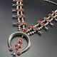 EXQUISITE Vintage NAVAJO Sterling Silver CORAL SQUASH BLOSSOM Necklace