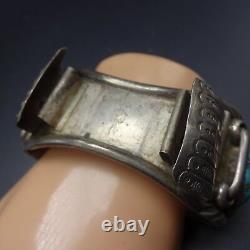 EXQUISITE Vintage ZUNI Heavy Sterling Silver CORAL TURQUOISE Cuff WATCH BAND