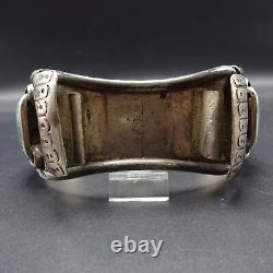 EXQUISITE Vintage ZUNI Heavy Sterling Silver CORAL TURQUOISE Cuff WATCH BAND