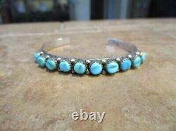 EXTRA PLUSH Vintage Navajo Sterling Silver Turquoise Row Bracelet