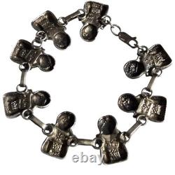 EXTREME DETAIL Carol Felley VINTAGE NAVAJO STORYTELLER STERLING SILVER BRACELET
