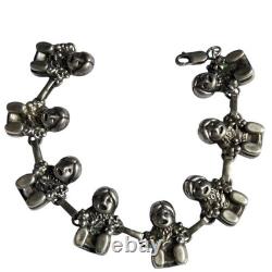 EXTREME DETAIL Carol Felley VINTAGE NAVAJO STORYTELLER STERLING SILVER BRACELET