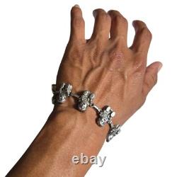 EXTREME DETAIL Carol Felley VINTAGE NAVAJO STORYTELLER STERLING SILVER BRACELET