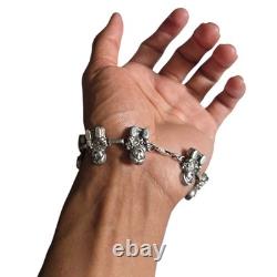 EXTREME DETAIL Carol Felley VINTAGE NAVAJO STORYTELLER STERLING SILVER BRACELET