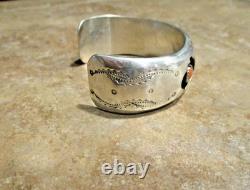 EYE CATCHING! Vintage Navajo Sterling Turquoise / Coral SHADOWBOX Bracelet