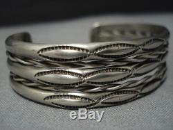 Earlier 1900's Vintage Navajo Sterling Silver Bracelet Old Cuff Native American