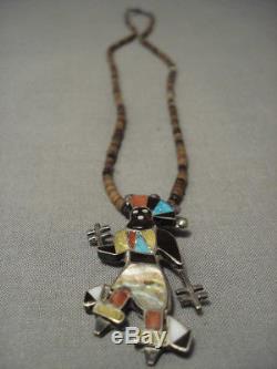 Earlier 1900's Vintage Zuni Spirit Dancer Silver Necklace Old