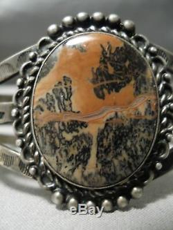 Early 1900's Vintage Navajo Petrified Wood Sterling Silver Bracelet Old