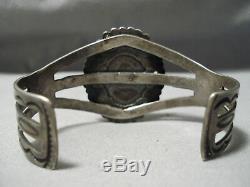 Early 1900's Vintage Navajo Petrified Wood Sterling Silver Bracelet Old