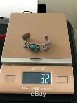 Early 20th Century Navajo Dyer Blue Turquoise Men's Cuff Bracelet 32 grams