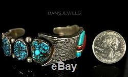 Early Old Pawn Vintage Navajo Thomas Jim TURQUOISE Sterling Silver CUFF Bracelet