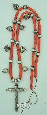 Early Sterling Silver & Coral Necklace