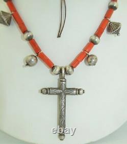 Early Sterling Silver & Coral Necklace