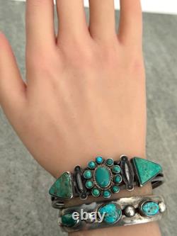 Early Vintage 30's Native American Navajo Turquoise silver Bracelet 6.75 in