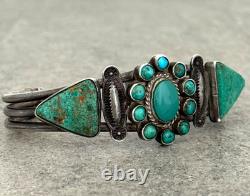Early Vintage 30's Native American Navajo Turquoise silver Bracelet 6.75 in