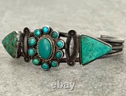 Early Vintage 30's Native American Navajo Turquoise silver Bracelet 6.75 in