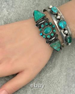 Early Vintage 30's Native American Navajo Turquoise silver Bracelet 6.75 in