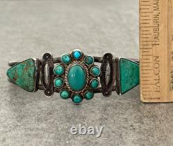 Early Vintage 30's Native American Navajo Turquoise silver Bracelet 6.75 in