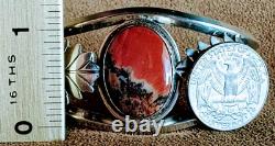 Early Vintage Navajo Large Petrified Wood/agate & Sterling Silver Cuff Bracelet