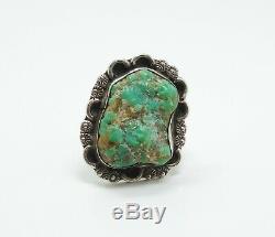 Estate Found Vintage American Indian Pawn Sterling Silver Turquoise Nugget Ring