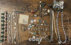 Estate Sterling Jewelry Lot 50+ Pieces Native American, Gemstones Vintage 925