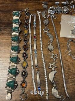 Estate Sterling Jewelry Lot 50+ Pieces Native American, Gemstones Vintage 925
