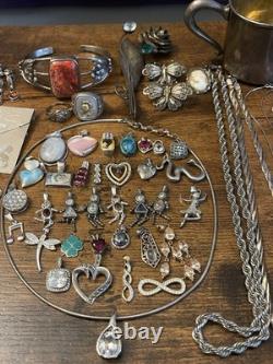 Estate Sterling Jewelry Lot 50+ Pieces Native American, Gemstones Vintage 925