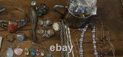 Estate Sterling Jewelry Lot 50+ Pieces Native American, Gemstones Vintage 925