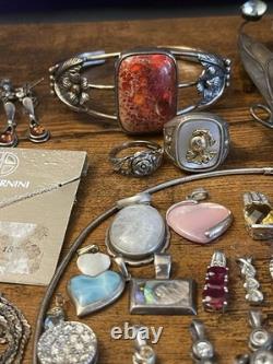 Estate Sterling Jewelry Lot 50+ Pieces Native American, Gemstones Vintage 925