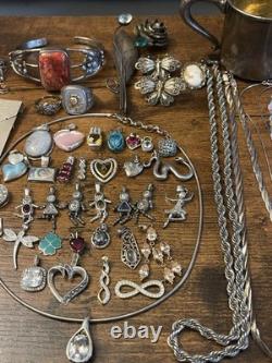 Estate Sterling Jewelry Lot 50+ Pieces Native American, Gemstones Vintage 925