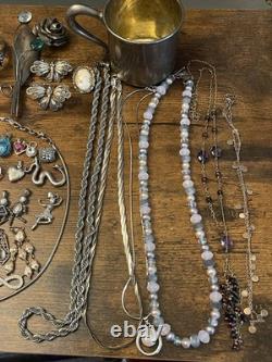 Estate Sterling Jewelry Lot 50+ Pieces Native American, Gemstones Vintage 925
