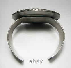 Estate Vintage Southwestern Sterling Silver Agate Heavy HUGE Bracelet C1290