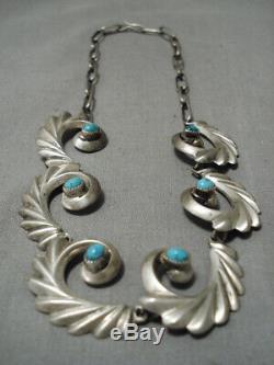 Exceptional Vintage Navajo Choker Style Turquoise Sterling Silver Necklace