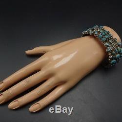 Extraordinary 1930s Vintage NAVAJO Sterling Silver & TURQUOISE Cuff BRACELET