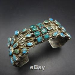 Extraordinary 1930s Vintage NAVAJO Sterling Silver & TURQUOISE Cuff BRACELET