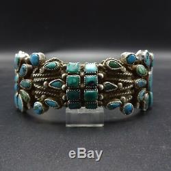 Extraordinary 1930s Vintage NAVAJO Sterling Silver & TURQUOISE Cuff BRACELET