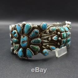 Extraordinary 1930s Vintage NAVAJO Sterling Silver & TURQUOISE Cuff BRACELET