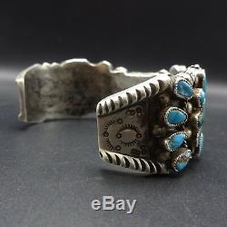 Extraordinary 1930s Vintage NAVAJO Sterling Silver & TURQUOISE Cuff BRACELET