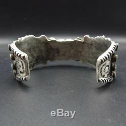 Extraordinary 1930s Vintage NAVAJO Sterling Silver & TURQUOISE Cuff BRACELET