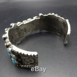 Extraordinary 1930s Vintage NAVAJO Sterling Silver & TURQUOISE Cuff BRACELET