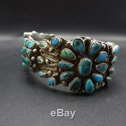 Extraordinary 1930s Vintage NAVAJO Sterling Silver & TURQUOISE Cuff BRACELET