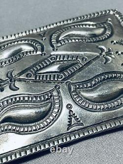 Extraordinary Vintage Navajo Sterling Silver Buckle Signed
