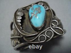 Extremely Rare Vintage Navajo Persin Turquoise Native American Bracelet Old