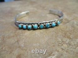 FINE Vintage Navajo Sterling Silver SNAKE EYE Turquoise Row Bracelet